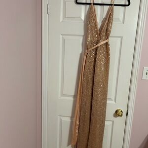 Elegant Gold Sequin Evening Gown